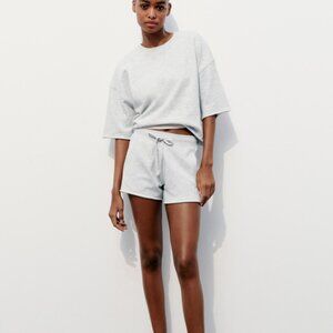 Zara Sweatshirt and Shirtshort Set in Grey Marl - Small (S)